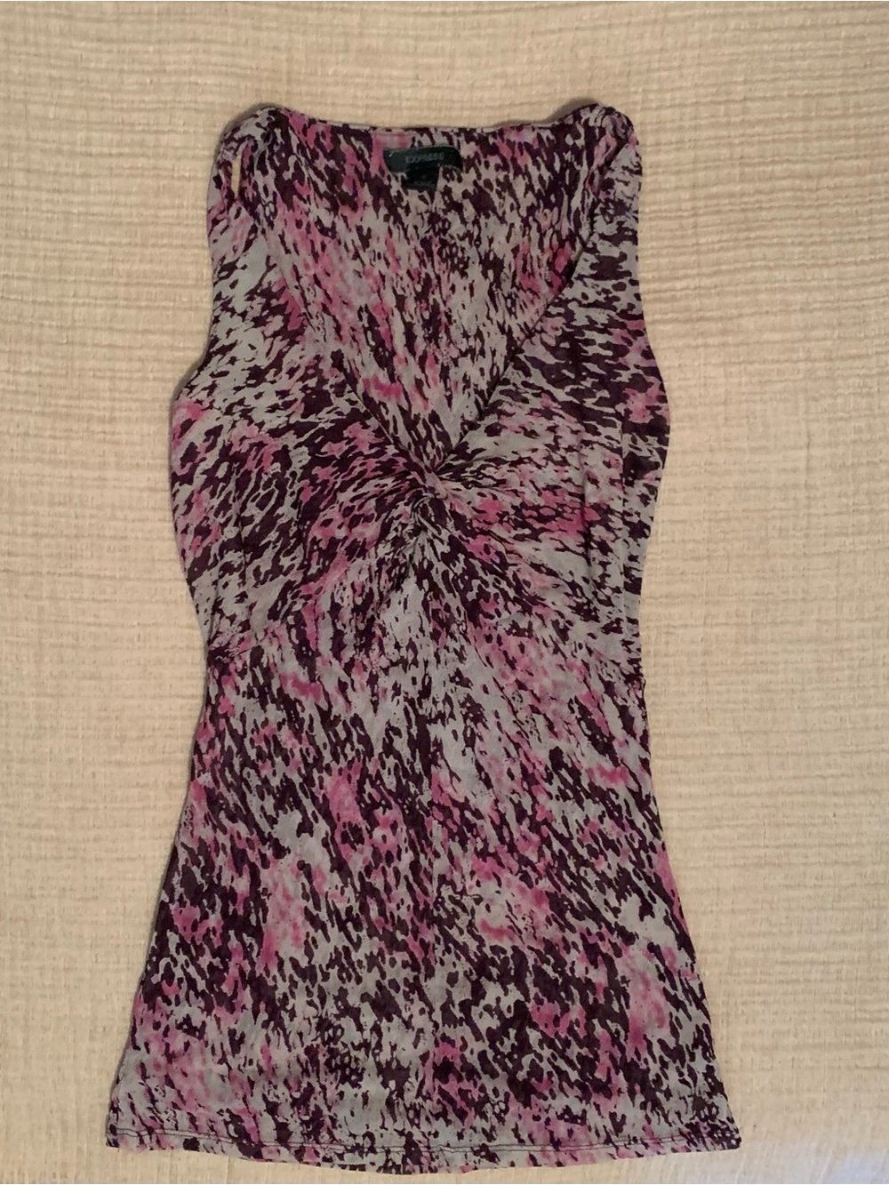 express - printed blouse with ruched neckline